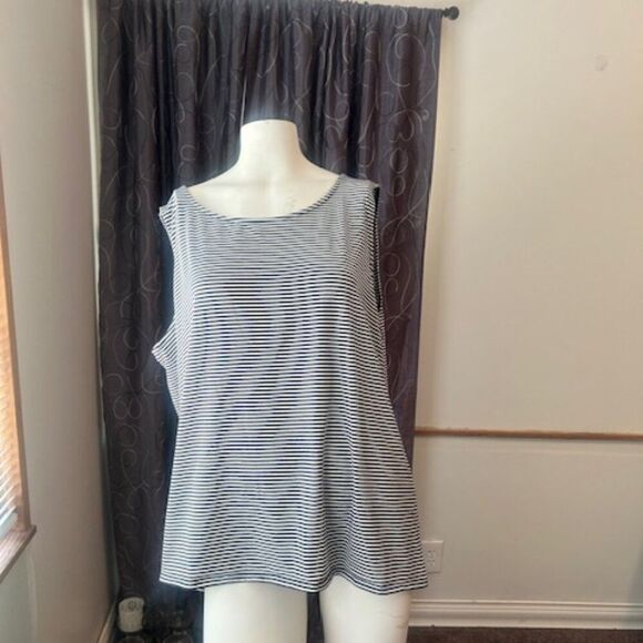 J. Jill Black/White Stripe Knit tank top, size 2X - Picture 1 of 4